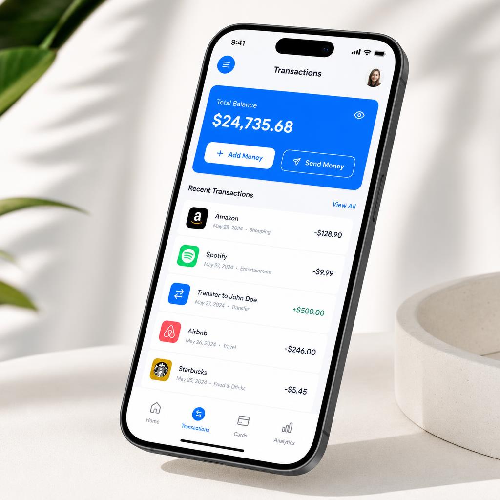 PaySwift mobile wallet app interface on a smartphone